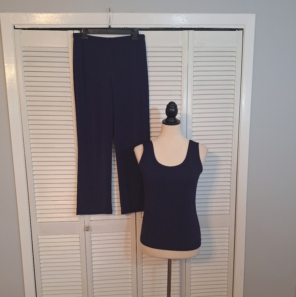 Chicos Easywear Navy Sleeveless 2 Pc Tank Pant Set Sz 0 1 Short *V - Picture 3 of 8